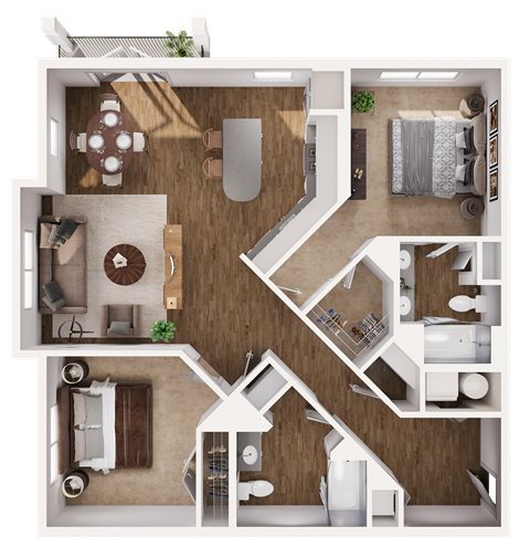 Freesia Floor Plan at Hamilton at Eagleview, featuring 2 bedrooms, 2 bathrooms, and modern living spaces in Exton, PA 19341